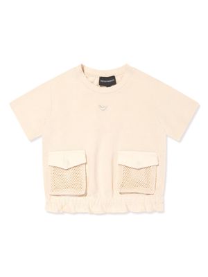 Emporio Armani Kids mesh-pocket cotton T-shirt - Neutrals