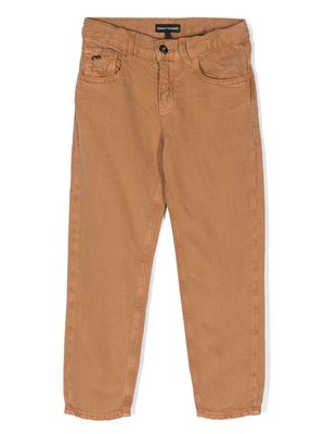 Emporio Armani Kids mid-rise tapered-leg trousers - Brown