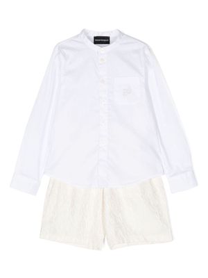 Emporio Armani Kids monogram-jacquard shorts set - White