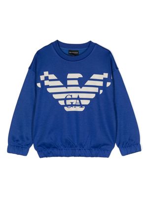 Emporio Armani Kids monogram-print crew-neck sweatshirt - Blue