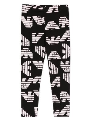 Emporio Armani Kids monogram-print leggings - Black