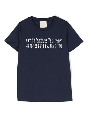 Emporio Armani Kids number-printed cotton T-shirt - Blue