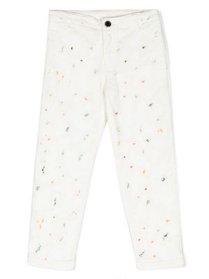 Emporio Armani Kids paint splatter-detail organic cotton jeans - Neutrals