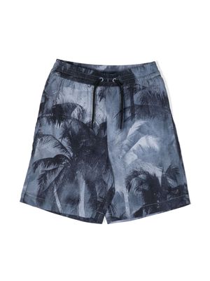 Emporio Armani Kids palm tree-print drawstring shorts - Blue