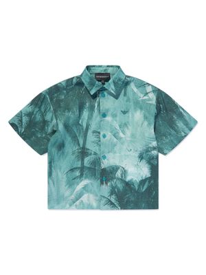 Emporio Armani Kids palm tree-print lyocell shirt - Green