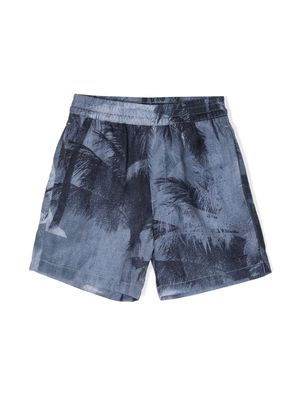 Emporio Armani Kids palm tree-print shorts - Blue