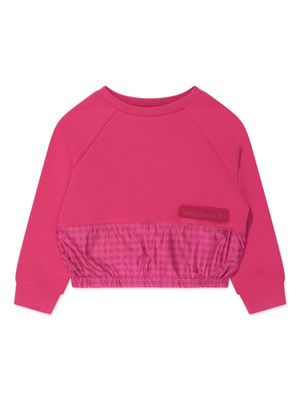 Emporio Armani Kids panelled houndstooth-pattern cotton sweatshirt - Pink