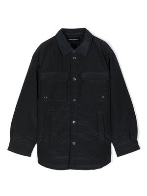 Emporio Armani Kids panelled seersucker shirt jacket - Black