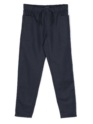 Emporio Armani Kids plain cotton-linen track pants - Blue