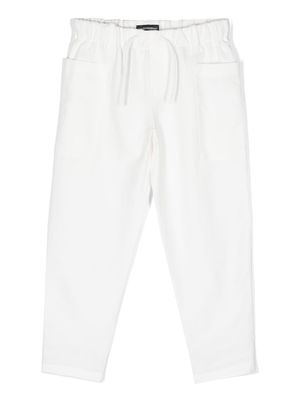 Emporio Armani Kids plain cotton-linen track pants - White