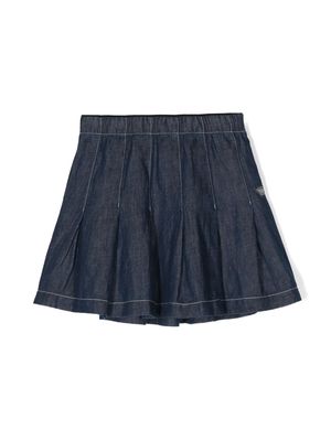 Emporio Armani Kids pleated denim skirt - Blue