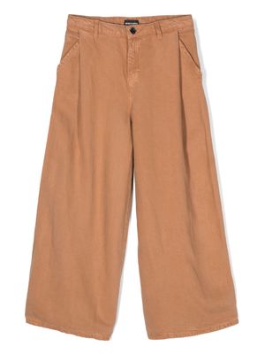 Emporio Armani Kids pleated wide-leg trousers - Brown