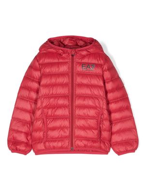 Emporio Armani Kids quilted hooded down jacket - Red