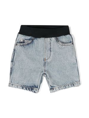 Emporio Armani Kids ribbed-waistband denim shorts - Blue