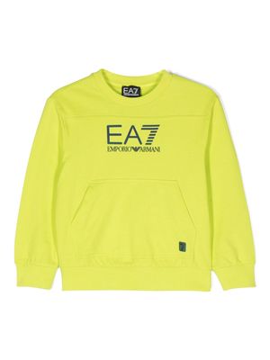 Emporio Armani Kids rubberised-logo cotton sweatshirt - Green