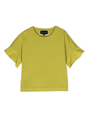 Emporio Armani Kids ruffle-trim cotton T-shirt - Green