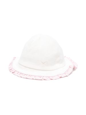 Emporio Armani Kids ruffled piqué bucket hat - White