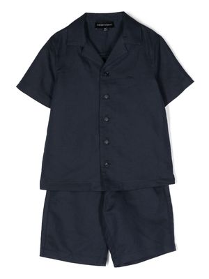Emporio Armani Kids short-sleeve cotton-linen set - Blue
