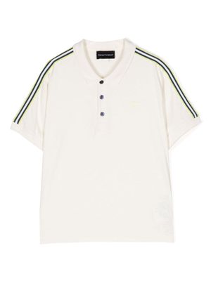 Emporio Armani Kids side-stripe cotton polo shirt - White