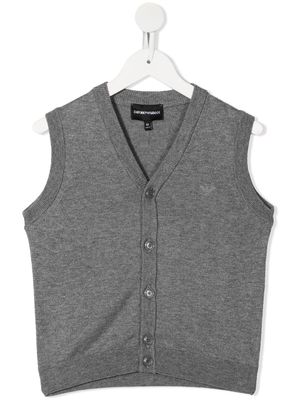 Emporio Armani Kids sleeveless v-neck cardigan - Grey