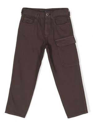 Emporio Armani Kids straight-leg cotton cargo trousers - Brown