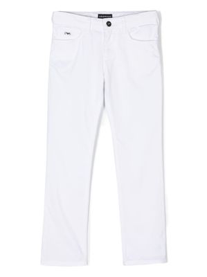 Emporio Armani Kids stretch-cotton chino trousers - White