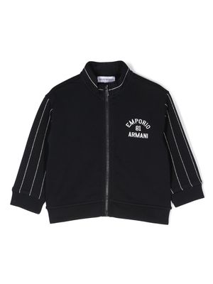 Emporio Armani Kids stripe-detailing zip-up jacket - Blue