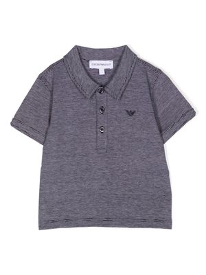 Emporio Armani Kids stripe-pattern cotton polo shirt - Black