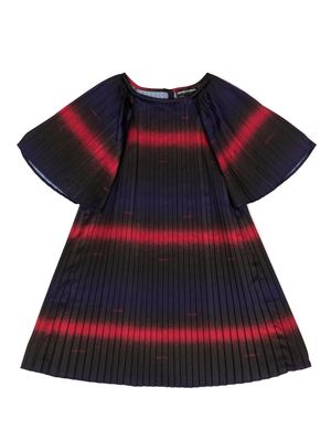 Emporio Armani Kids stripe-print pleated dress - Black