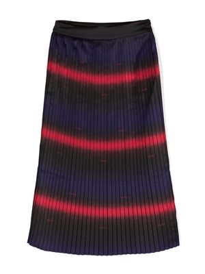 Emporio Armani Kids stripe-print pleated skirt - Black