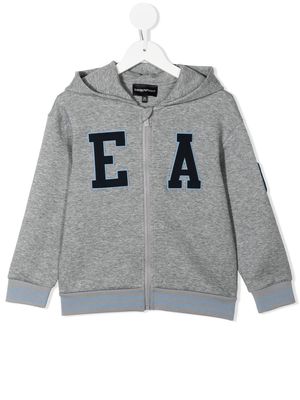 Emporio Armani Kids stripe-trimmed zip-up hoodie - Grey