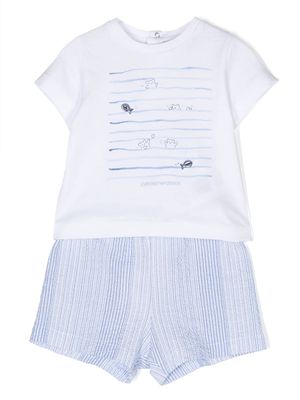 Emporio Armani Kids striped cotton T-shirt & shorts set - Blue