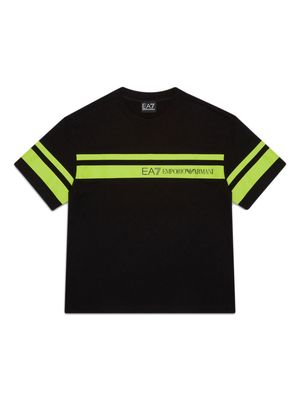 Emporio Armani Kids striped cotton T-shirt - Black