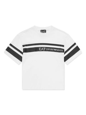 Emporio Armani Kids striped cotton T-shirt - White