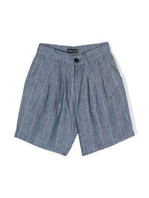 Emporio Armani Kids striped linen shorts - Blue