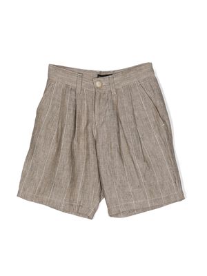 Emporio Armani Kids striped linen shorts - Brown