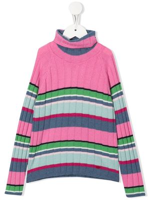 Emporio Armani Kids striped roll-neck jumper - Pink