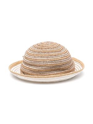 Emporio Armani Kids striped woven-raffia hat - Neutrals