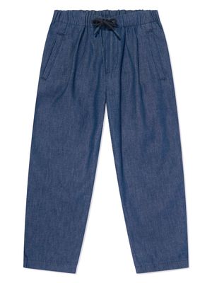 Emporio Armani Kids tapered-leg chambray trousers - Blue