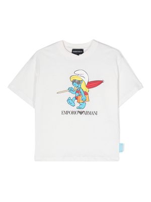 Emporio Armani Kids The Smurfs-print T-shirt - White