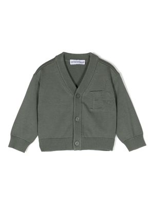 Emporio Armani Kids V-neck cropped cardigan - Green