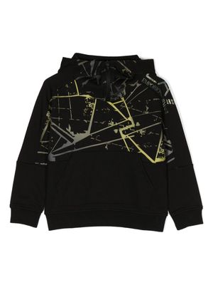 Emporio Armani Kids Visibility geometric-print hoodie - Black