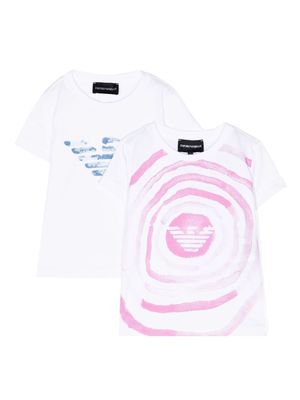 Emporio Armani Kids watercolour-style logo T-shirt - White