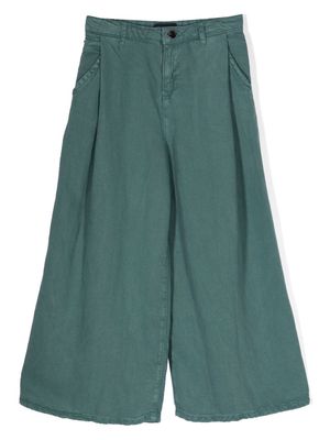 Emporio Armani Kids wide-leg cotton trousers - Green