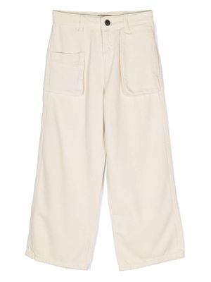 Emporio Armani Kids wide-leg cotton trousers - Neutrals