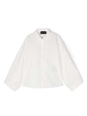 Emporio Armani Kids wide-sleeve cotton poplin shirt - White