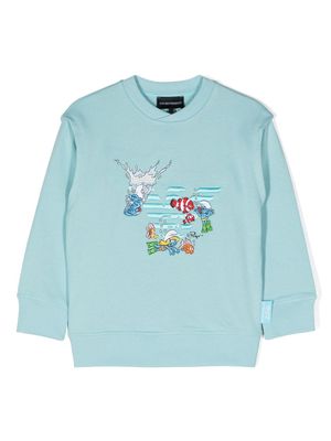 Emporio Armani Kids x Smurfs cotton sweatshirt - Blue