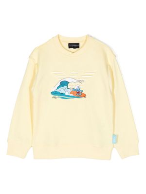 Emporio Armani Kids x Smurfs cotton sweatshirt - Yellow