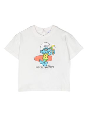 Emporio Armani Kids x Smurfs cotton T-shirt - White