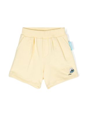 Emporio Armani Kids x Smurfs cotton track shorts - Yellow